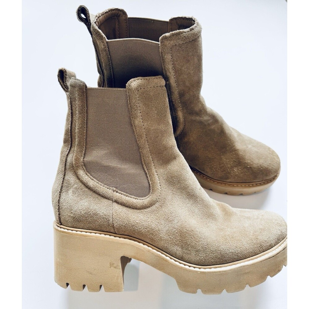 Dolce Vita Hawk H2O Boots Womens 9 Mushroom Suede Waterproof Chelsea Lug Sole - Picture 8 of 8